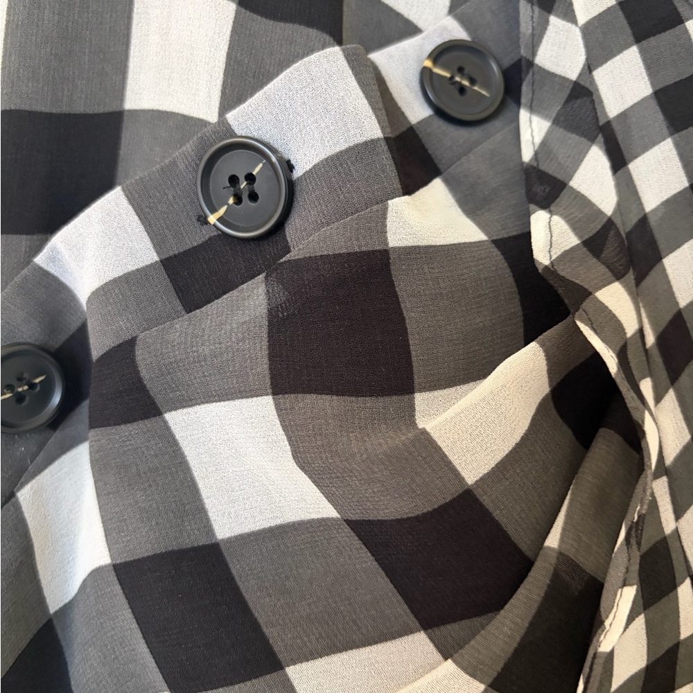 Self-Portrait Black and White Asymmetrical Gingham Wrap Skirt - Picture 5 of 8